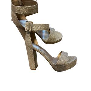 Chunky open toe high heel platform shoes sz 8 BoxS819